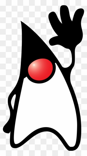 Duke, Java's mascot. A triangular shaped character with a red nose.